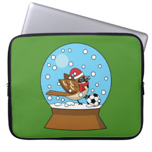 Sneeuw Wereldbol met Schattigee Sparrow Spelen Voe Laptop Sleeve