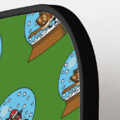 Sneeuw Wereldbol met Schattigee Sparrow Spelen Voe Pickleball Paddle (Links Detail)