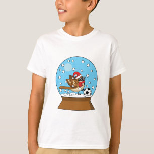 Sneeuw Wereldbol met Schattigee Sparrow Spelen Voe T-shirt