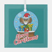 Sneeuw Wereldbol met Sinterklaas Uil Glas Ornament (Voorkant)