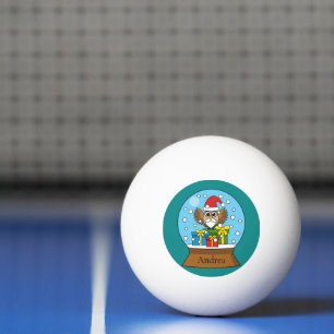 Sneeuw Wereldbol met Sinterklaas Uil personalise Pingpongballen
