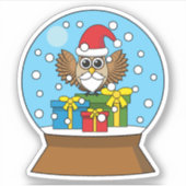 Sneeuw Wereldbol met Sinterklaas Uil Sticker (Voorkant)