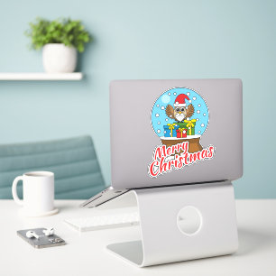 Sneeuw Wereldbol met Sinterklaas Uil Sticker