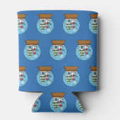 Sneeuw Wereldbol met sneeuwman en dennenboom Blikjeskoeler (Achterkant)