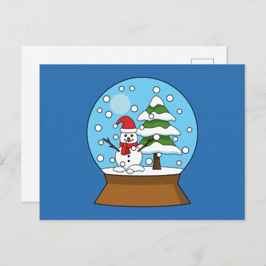 Sneeuw Wereldbol met sneeuwman en dennenboom Feestdagenkaart (Voorkant / Achterkant)