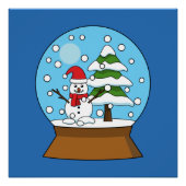 Sneeuw Wereldbol met sneeuwman en dennenboom Perfect Poster (Voorkant)