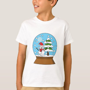 Sneeuw Wereldbol met sneeuwman en dennenboom T-shirt