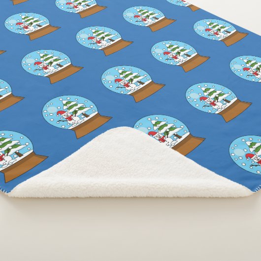 Sneeuw Wereldbol met Sneeuwman en Pine Tree Patter Sherpa Deken (3/4)