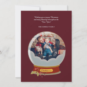 Sneeuw Wereldbol Vakantie Fotokaart Feestdagenkaart