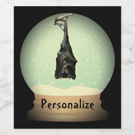 Sneeuw wereldbol zwarte gothiek wijn etiket (Enkel label)