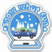 Sneeuw What Fun Snowglobe Winter Scene Sticker (Voorkant)
