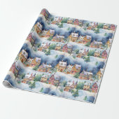 Sneeuw Winter Beierse Dorp Kerstvakantie Cadeaupapier (Uitgerold)