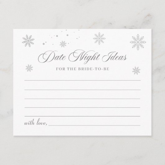 Sneeuw Winter Bruidsfeestje Datum Avond Ideeën Kaa Kaart (Voorkant)