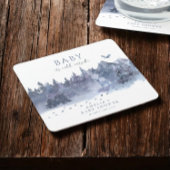 Sneeuw Winter Forest Baby Het is koud buiten Vierkante Kartonnen Onderzetter