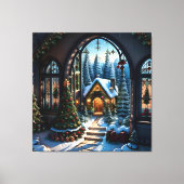 Sneeuwachtig Kerstmislandschap Canvas Afdruk (Voorkant)