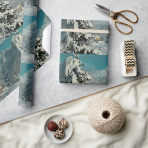 Sneeuwachtige dennen vintage Zwitserland chalet Ke Cadeaupapier