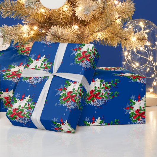 Sneeuwbal en linten cadeaupapier (Feestdagen)