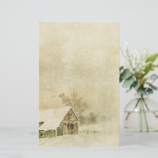  sneeuwbal in winterachtergrond briefpapier (Staand voorkant)