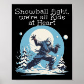 Sneeuwbal wintersport met ninja's voor sneeuwballe poster (Voorkant)