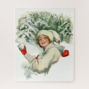 Sneeuwbalgevecht (door Harrison Fisher) Legpuzzel