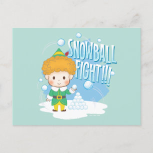 Sneeuwbalgevecht met Buddy de Elf! Feestdagenkaart