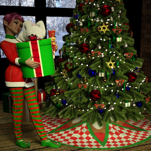 Sneeuwballen en Kerstmis Gingham Kerstboom Rok