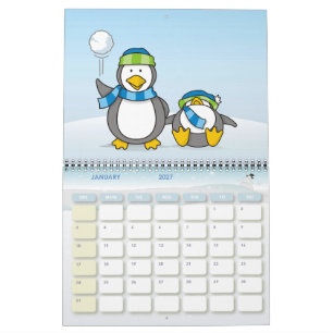 Sneeuwballende pinguïns kalender