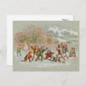  sneeuwballengevecht feestdagenkaart (Voorkant / Achterkant)