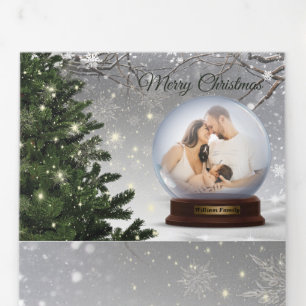 Sneeuwbalmonogram Naam Familie Drieluik Wenskaart