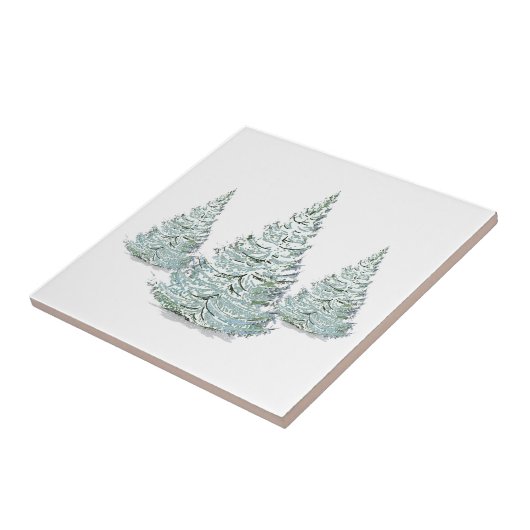 Sneeuwbedekkende Spruce Trees Illustratie Tegeltje (Zijkant)