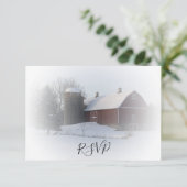Sneeuwbedekking Barn en Silo Winter Wedding RSVP (Staand voorkant)