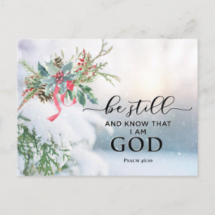 Sneeuwbedekking Evergreen Psalm 46:10 bijbelKerstm Feestdagenkaart