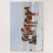 Sneeuwbedekking IJslandse paarden Legpuzzel (Verticaal)