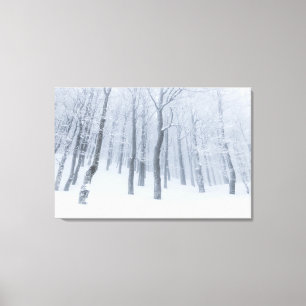 Sneeuwbedekking in de winter canvas afdruk