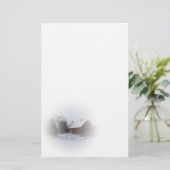 sneeuwbedekking rode winterlandschuur briefpapier (Staand voorkant)