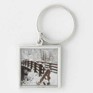 Sneeuwbedekking Woodenbrug Sleutelhanger