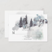 Sneeuwbedekte bergen Pine Trees Wedding RSVP (Voorkant / Achterkant)