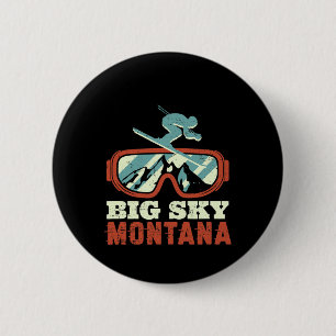 Sneeuwberg Montana retro skiën en zon Ronde Button 5,7 Cm