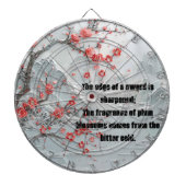 Sneeuwberg pruimenbloesem schilderij dartbord (Voorkant)