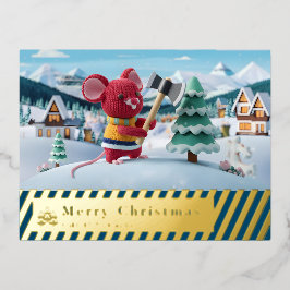 sneeuwberg rode muis postkaart D Folie Feestdagen Briefkaart