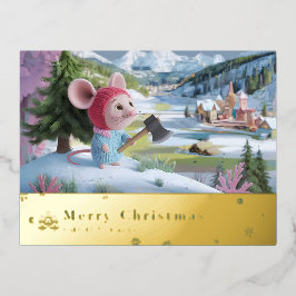 sneeuwberg rode muis postkaart F Folie Feestdagen Briefkaart
