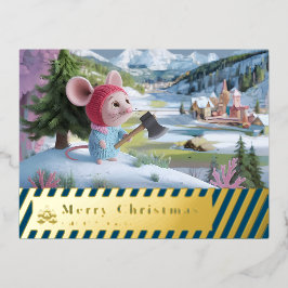 sneeuwberg rode muis postkaart F Folie Feestdagen Briefkaart