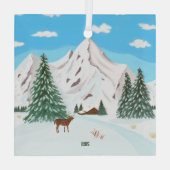 Sneeuwbergen Glass Square Ornament (Achterkant)