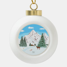 Sneeuwbergen keramische kerstversiering keramische bal ornament
