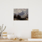 Sneeuwbergschilderij op het meer - winterkunst poster (Keuken)