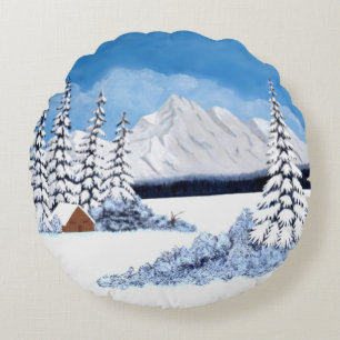 Sneeuwbergte Rond Kussen