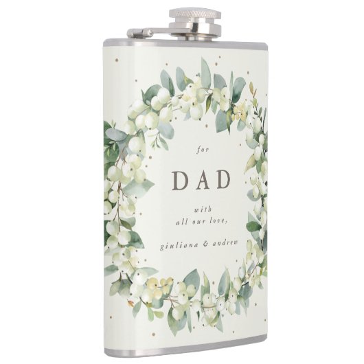 Sneeuwbes & Eucalyptus Huwelijks krans gepersonali Heupfles (Rechts)