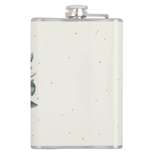 Sneeuwbes & Eucalyptus Huwelijks krans gepersonali Heupfles (Achterkant)