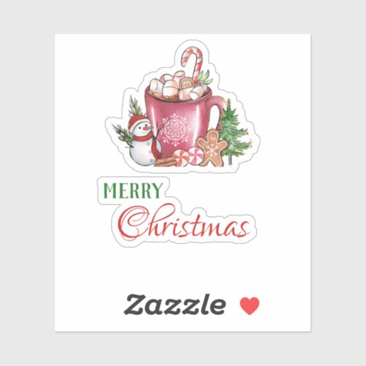 Sneeuwblauw Cute Cup Vroegere kerst Prettige feest Sticker (Vel)