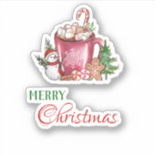 Sneeuwblauw Cute Cup Vroegere kerst Prettige feest Sticker (Voorkant)